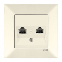Розетка двойная компьютерная (2хRJ45 Cat5e) белая VIKO MERIDIAN 90970234-WH